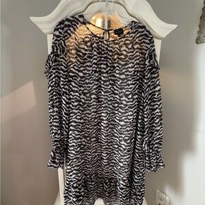 Who What Wear Black and White Animal Print Blouse